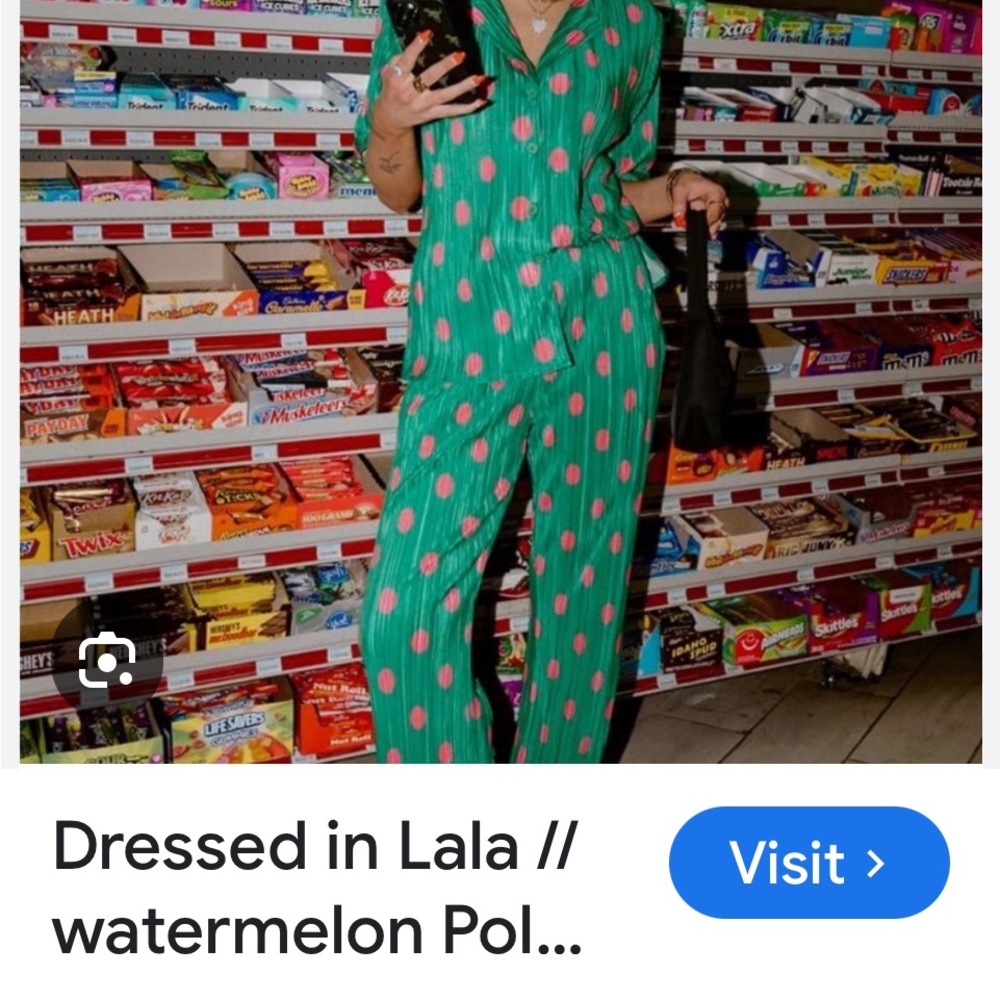 Dressed in LALA Green Jumpsuit with Pink Dots